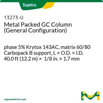 Metal Packed GC Column (General Configuration) phase 5% Krytox 143AC, matrix 60/80 Carbopack B support, L × O.D. × I.D. 40.0&#160;ft (12.2&#160;m) × 1/8&#160;in. × 1.7&#160;mm