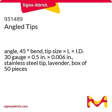 Angled Tips angle, 45&#160;° bend, tip size × L × I.D. 30&#160;gauge × 0.5&#160;in. × 0.006&#160;in., stainless steel tip, lavender, box of 50&#160;pieces