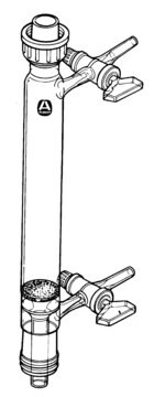 Filter funnel with drip-tip and two side-arms each equipped with a glass stopcock capacity 100&#160;mL, joint: ST/NS 14/20 M