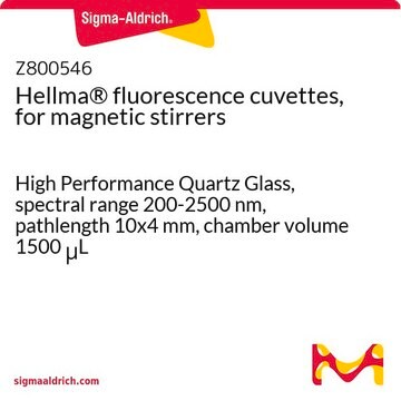 Hellma&#174; fluorescence cuvettes, for magnetic stirrers High Performance Quartz Glass, spectral range 200-2500 nm, pathlength 10x4&#160;mm, chamber volume 1500&#160;&#956;L