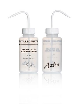 Azlon&nbsp;Multi-Lingual Unvented Wash Bottles label, Distilled water (in EN, FR, ES), capacity 500&#160;mL