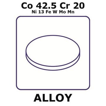 Havar&#174; - high-strength non-magnetic alloy, Co42.5Cr20Ni13FeWMoMn foil, 8mm disks, 0.05mm thickness, as rolled