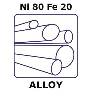 Nickel-iron alloy, Ni80Fe20 500mm rod, 2.0mm diameter, as drawn