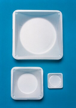 Disposable polystyrene weighing dishes L × W × H 86&#160;mm × 86&#160;mm × 25&#160;mm, blue