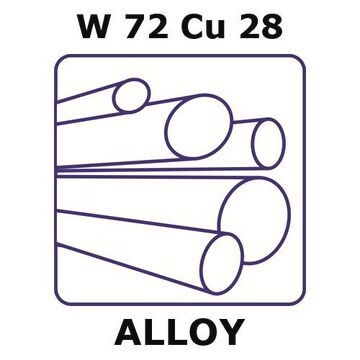 Tungsten-copper alloy, W72Cu28 200mm rod, 25mm diameter