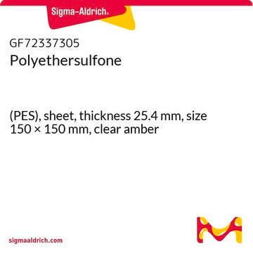 Polyethersulfone (PES), sheet, thickness 25.4&#160;mm, size 150 × 150&#160;mm, clear amber