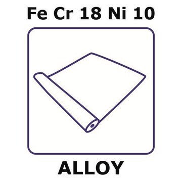 Stainless Steel - AISI 304 alloy, FeCr18Ni10 foil, 5m coil, 0.25mm thickness, hard