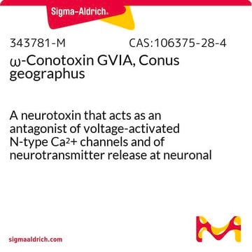 &#969;-Conotoxin GVIA, Conus geographus A neurotoxin that acts as an antagonist of voltage-activated N-type Ca2+ channels and of neurotransmitter release at neuronal synapses.