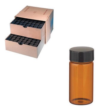 WHEATON&#174; amber sample vial with rubber lined cap packed in partitioned tray glass, tube capacity (20&#160;mL), screw cap