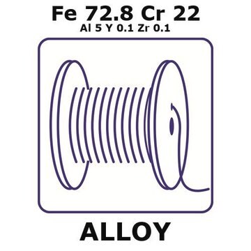 Fecralloy&#174; - iron/chromium wire, 1.6&#160;mm diameter, Fe72.8%/Cr22%/Al 5%/Y 0.1%/Zr 0.1%, length 10 m, temper annealed