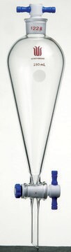 Synthware&#8482; Squibb-style separatory funnel with PTFE stopcock and PTFE stopper 30 mL, Joints: (13)