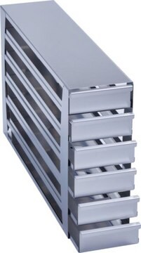 Eppendorf&#174; Drawer style stainless steel rack for CryoCube&#174; F740 upright freezers closed configuration for storage of 24 boxes up to 136 x 136 x 53 mm (2 inch boxes), 5-Compartment, external W × D × H (140&#160;mm) (563&#160;mm) (346&#160;mm)