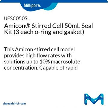 Amicon&#174; Stirred Cell 50mL Seal Kit (3 each o-ring and gasket) This Amicon stirred cell model provides high flow rates with solutions up to 10% macrosolute concentration. Capable of rapid concentration, or salt removal followed by concentration in the same unit.