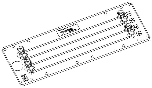 Straight channel chip (4 parallel channels) Fluidic 180, PMMA