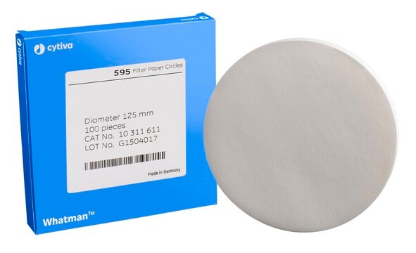 Whatman&#174; qualitative filter paper, Grade 595 circles, diam. 125&#160;mm, pack of 100