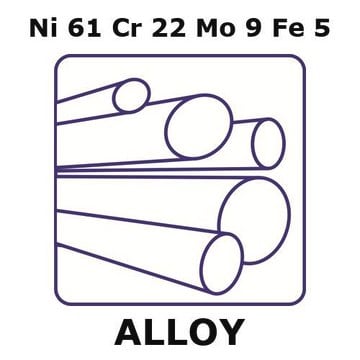 Inconel&#174; 625 - corrosion resistant alloy, Ni61Cr22Mo9Fe5 rod, 100mm x 6.35mm diameter, annealed