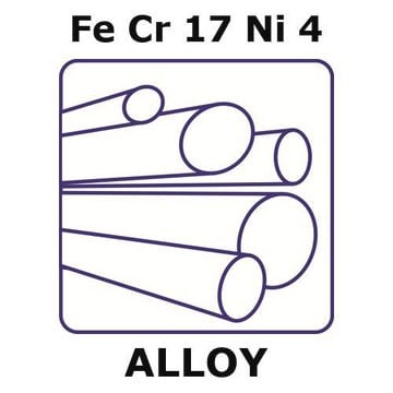 Stainless Steel - 17-4PH alloy, FeCr17Ni4 200mm rod, 16mm diameter