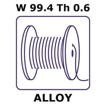 Thoriated tungsten wire, W 99.4%/Th 0.6%, 0.013&#160;mm diameter, length 10 m, temper annealed