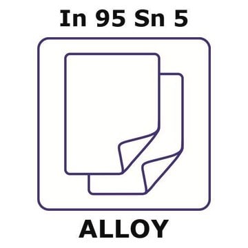 Indium-tin alloy, In95Sn5 sheet, 50 x 50mm, 3mm thickness