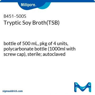 Tryptic Soy Broth Ready-to-use Bottles Lecithin, Tween&#174;, bottle capacity 1&#160;L, bottle filling volume 500&#160;mL, closure type, white screw cap with septum and protector, box of 4&#160;bottles