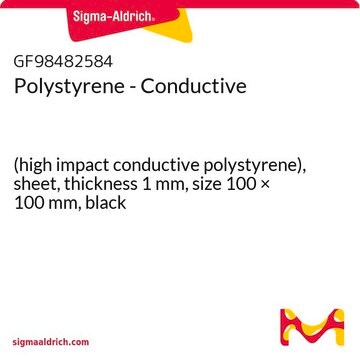Polystyrene - Conductive (high impact conductive polystyrene), sheet, thickness 1&#160;mm, size 100 × 100&#160;mm, black