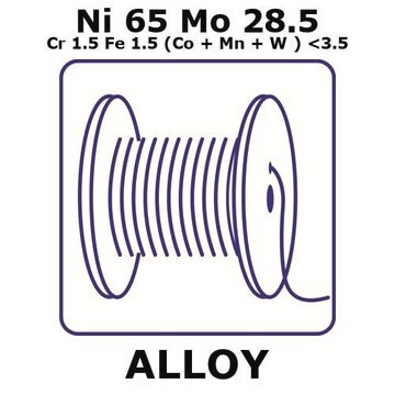 Hastelloy&#174; B-3 alloy, Ni65Mo28.5Cr1.5Fe1.5(Co+Mn+W)3.5max 10m wire, 0.5mm diameter, annealed