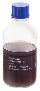 ReadyTube&#174; Violet Red Bile Glucose Agar For the detection and enumeration of Enterobacteriaceae in food samples in accordance to ISO 21528, pkg of (200 mL in 250 mL bottle with blue screw cap and 3 loci (6 bottles per box))