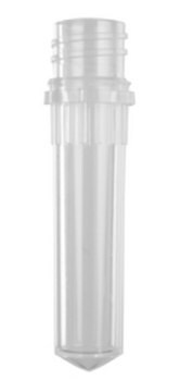 Screw cap tubes without caps, conical bottom size 2.0&#160;mL, clear, pkg of 8x500caps/cs