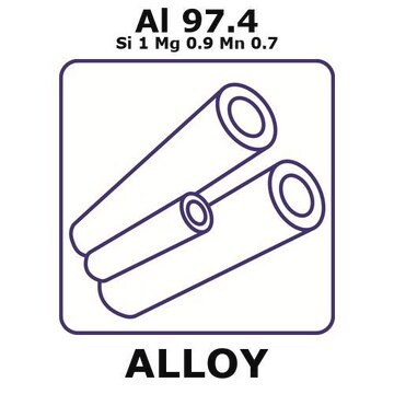 Aluminum alloy 6082, Al97.4Si1Mg0.9Mn0.7 500mm tube, 6.35mm outside diameter, 1.63mm wall thickness, 3.09mm inside diameter, solution treated