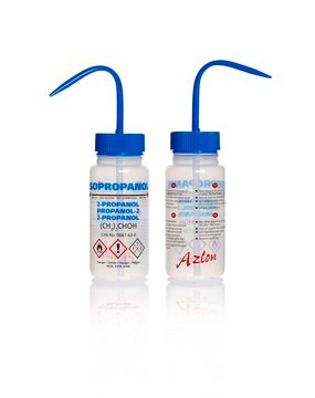 Azlon&nbsp;Multi-Lingual Unvented Wash Bottles label, Isopropanol (in English, French, Spanish), capacity 250&#160;mL