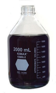 KIMBLE&#174; KIMAX&#174; Media bottle without cap, round transparent borosilicate glass bottle, bottle capacity (2,000&#160;mL), non-sterile