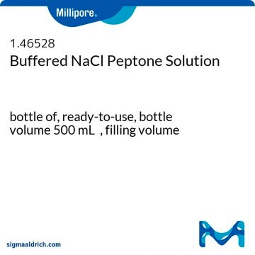 Buffered NaCl Peptone Solution bottle capacity 500&#160;mL, bottle filling volume 500&#160;mL, closure type, White crimp cap with septum, pack of 6&#160;bottles