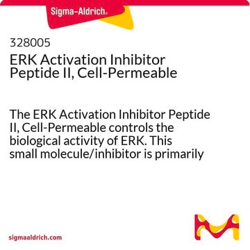 ERK Activation Inhibitor Peptide II, Cell-Permeable The ERK Activation Inhibitor Peptide II, Cell-Permeable controls the biological activity of ERK. This small molecule/inhibitor is primarily used for Phosphorylation &amp; Dephosphorylation applications.