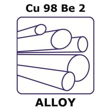 Copper-beryllium alloy, Cu98Be2 1000mm rod, 12.7mm diameter, as drawn