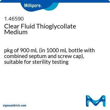 Clear Thioglycollate Medium bottle capacity 1000&#160;mL, bottle filling volume 900&#160;mL, closure type, White screw cap with septum and protector, pack of 6&#160;bottles