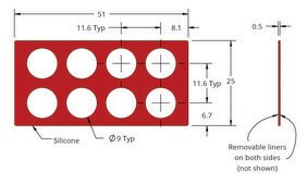 Grace Bio-Labs Press-To-Seal silicone isolator, No PSA wells, 8 (Round, 9mm diameter, 0.5mm depth)