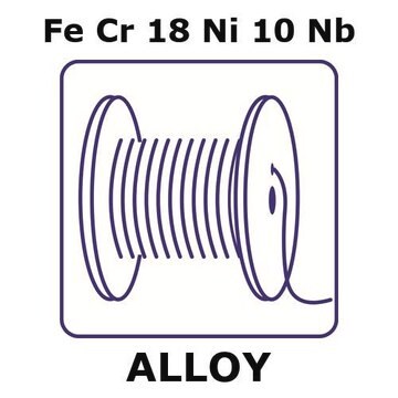 Stainless steel - AISI 347 wire, Fe/Cr18%/Ni 10%/Nb, 0.5&#160;mm diameter, length 10 m, temper annealed