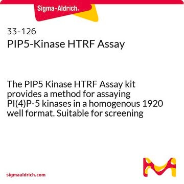 PIP5-Kinase HTRF Assay The PIP5 Kinase HTRF Assay kit provides a method for assaying PI(4)P-5 kinases in a homogenous 1920 well format. Suitable for screening of potential inhibitors of these enzymes.