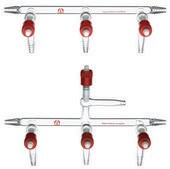 Aldrich&#174; single bank manifolds with high-vacuum PTFE valves manifold with vacuum-gauge port, positions, 5