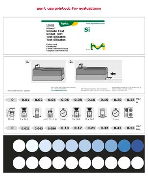 Silicate (Silicic Acid) Test colorimetric, 0.01-0.25&#160;mg/L (Si), 0.02-0.53&#160;mg/L (SiO2), for use with MCOLORTEST&#174;