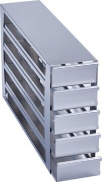 Eppendorf&#174; Drawer style stainless steel rack for CryoCube&#174; F740 upright freezers closed configuration for storage of 20 boxes up to 136 x 136 x 63 mm (2.5 inch boxes); 5-Compartment, 5-Compartment, external W × D × H (140&#160;mm) (563&#160;mm) (339&#160;mm)