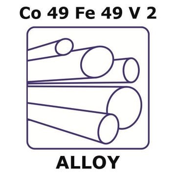 Permendur 49 alloy, Co49Fe49V2 50mm rod, 25.4mm diameter, hot rolled (black)