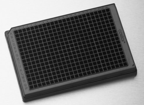 Corning&#174; 384 well microplate, low flange black polystyrene, flat bottom, non-sterile, lid: no, pack of 50