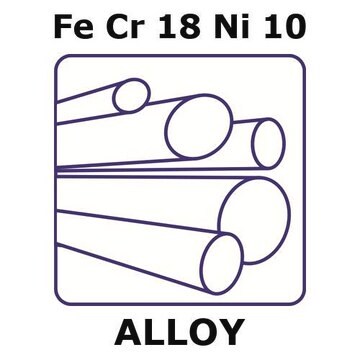 Stainless steel - AISI 304L alloy, Fe/Cr18/Ni10 500mm rod, 2mm diameter