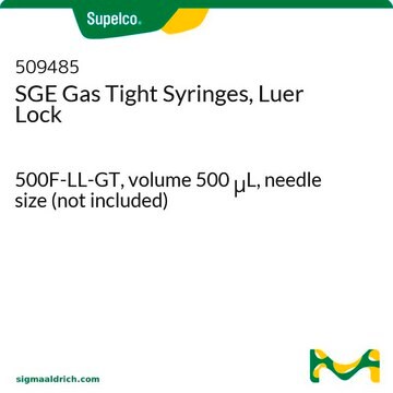 SGE Gas Tight Syringes, Luer Lock 500F-LL-GT, volume 500&#160;&#956;L, needle size (not included)