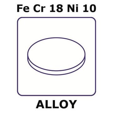 Stainless Steel - AISI 304 alloy, FeCr18Ni10 foil, 4mm disks, 0.01mm thickness