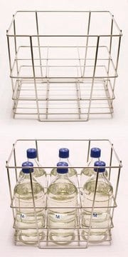 Bottle Rack 6 x 1000ml suitable for sterility testing, L × W × H 33&#160;cm × 22&#160;cm × 30&#160;cm, to hold, 6&#160;bottle(s) 1000 mL (max diam. 10 cm), stainless steel rack (1.4301 el. polished), autoclavable