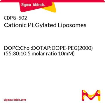 Cationic PEGylated Liposomes DOPC:Chol:DOTAP:DOPE-PEG(2000) (55:30:10:5 molar ratio 10mM)