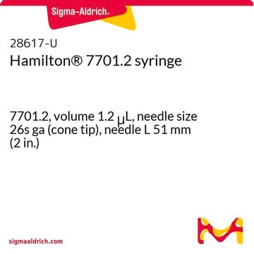 Hamilton&#174; 7701.2 syringe 7701.2, volume 1.2&#160;&#956;L, needle size 26s ga (cone tip), needle L 51&#160;mm (2&#160;in.)