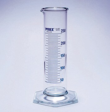 Pyrex&#174; Measuring cylinder, class B, squat form, heavy duty rim, blue graduations 25&#160;mL